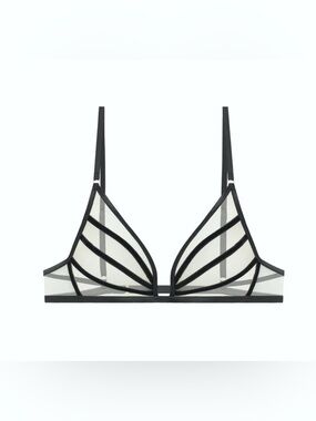 GSQ Sheer Mesh Triangle Bra with Black Strap Detailing size s